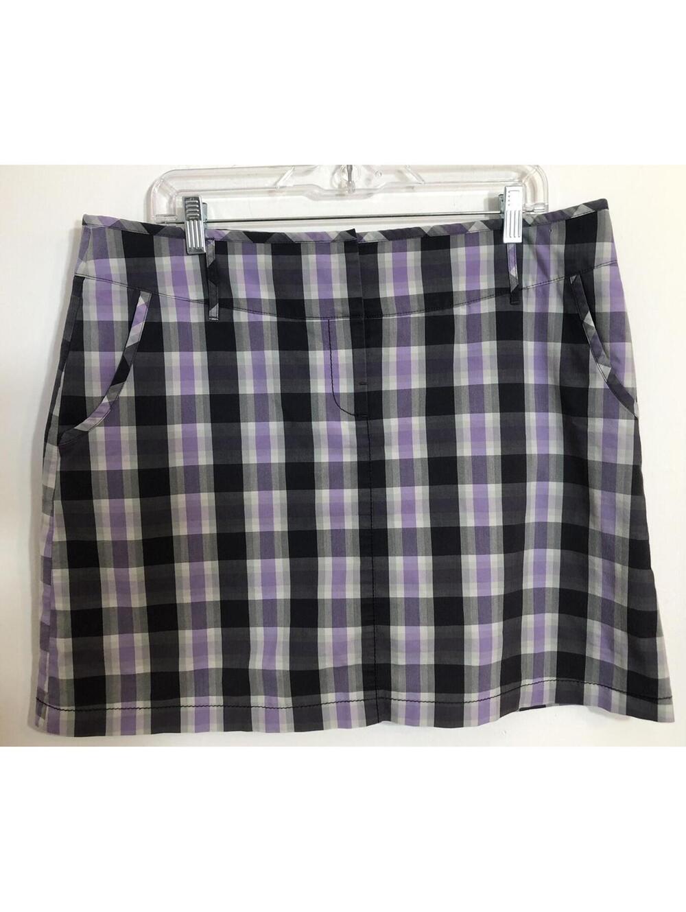 Annika Cutter Buck Womens 14 Skort Athletic Skirt Golf Purple Grey Plaid